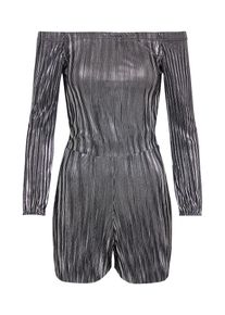 New Look, Damen Jumpsuit 'FOILED PLISSE BARDOT', Silber