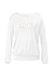 Curare Yogawear, Damen Langarmshirt 'Gold Edition', Gold / Weiß