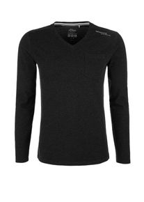 s.Oliver RED LABEL, Herren Longsleeve, Hellgrau / Schwarz