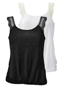 Lascana, Damen Tanktops (2 St&uuml;ck), Schwarz / Wei&szlig;