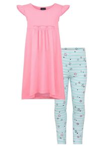 Arizona, Mädchen Kleid & Leggings, Hellblau / Pink