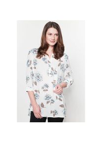 Fransa, Damen Tunika, Blau / Taupe / Weiß