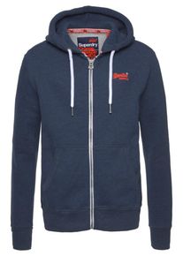 Superdry, Herren Sweatjacke 'ORANGE LABEL', Dunkelblau / Dunkelorange