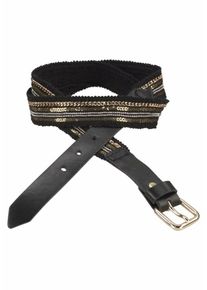 J. JAYZ, Damen Stoffg&uuml;rtel, Gold / Schwarz