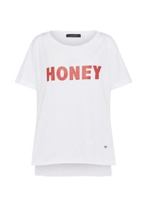 PLEASE, Damen Oversize Shirt, Neonrot / Offwhite