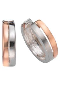 Firetti, Damen Ohrschmuck: Paar Creolen "basic" in Bicolor-Optik, Rosegold / Silber