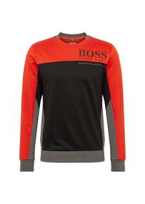BOSS, Herren Sweatshirt 'Saltech 10211949 01', Graumeliert / Orangerot / Schwarz