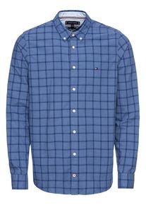 Tommy Hilfiger, Herren Hemd 'SLIM WINDOWPANE CHECK DOBBY SHIRT', Blau / Dunkelblau