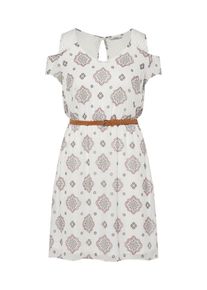 Only, Damen Kleid, Grau / Eosin / Weiß