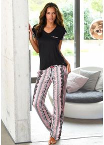 Lascana, Damen Pyjama, Mischfarben / Schwarz