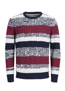 Jack & Jones JACK & JONES, Herren Strickpullover, Dunkelblau / Pastellrot / Wei&szlig;
