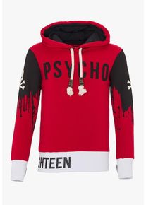 PLUS EIGHTEEN, Herren Kapuzenpullover, Rot / Schwarz / Naturwei&szlig;