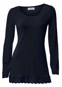 Heine, Damen Spitzenshirt, Marine