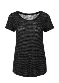 Q/S Designed By, Damen Shirt mit Lurex-Ringeln, Schwarz