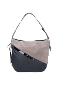 Liebeskind Berlin, Damen Schultertasche 'Helmet Patent', Basaltgrau / Greige / Schwarz