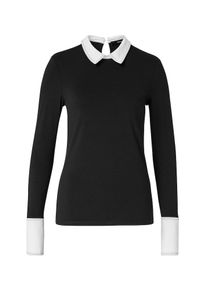 Hallhuber, Damen Langarmshirt, Schwarz / Weiß