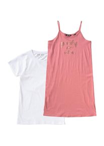 Blue Seven, Mädchen Set Jerseykleid + T-Shirt, Lachs / Weiß