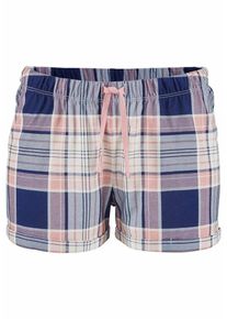 Petite Fleur, Damen Shorts mit Allover-Muster, Blau / Rosa