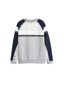 Mango, Damen Sweatshirt 'Rex-A', Navy / Hellgrau / Wei&szlig;
