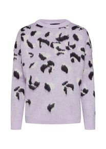 New Look, Damen Pullover 'BRUSHED LILAC ANIMAL', Flieder / Schwarz / Wei&szlig;