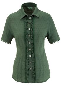 Country Line, Damen Trachtenbluse mit verspielten Rüschen, Grün