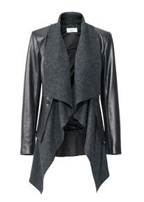 Heine, Damen verwandelbare Lederjacke, Schwarz