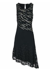 Heine, Damen Cocktailkleid mit Spitze und Pailletten, Schwarz