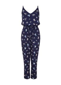 Mela London, Damen Overall 'FLORAL DRAWSTRING JUMPSUIT', Navy / Mischfarben