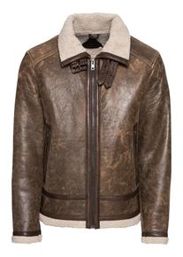 Be Edgy, Herren Lederjacke 'BEtristan', Creme / Braun