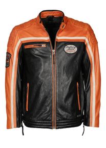 Mustang, Herren Lederjacke 'Gunner', Orange / Schwarz