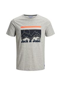Jack & Jones JACK & JONES, Herren T-Shirt, Hellgrau / Graumeliert / Dunkelorange / Schwarz