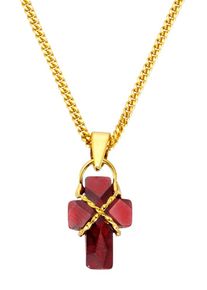 Firetti, Damen Anhänger ohne Kette mit Zirkonia ‘Kreuz‘, Gold / Rot