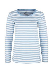 s.Oliver RED LABEL, Damen Longsleeve, Hellblau / Wei&szlig;
