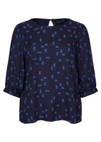 JUNAROSE, Damen Bedruckte Viskose-Bluse mit 3/4-Ärmeln, Blau / Nachtblau