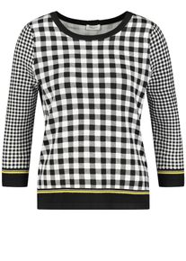 Gerry Weber, Damen Pullover mit Karopatch, Schwarz / Wei&szlig;