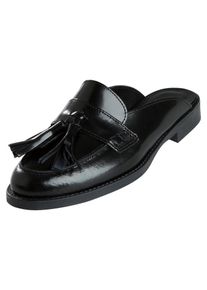 Pieces, Damen Leder Mule Schuhe, Schwarz