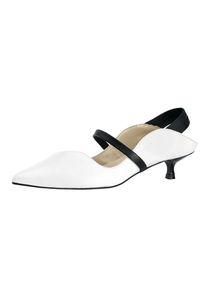 Heine, Damen Slingpumps, Schwarz / Weiß