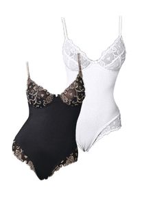 Nuance, Damen Bügel-Body (2 Stck.), Schwarz / Weiß