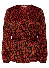 Pieces, Damen Bluse, Hellrot / Schwarz