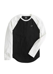 Hollister, Herren Shirt 'LS JERSEY CREW 2CC', Schwarz