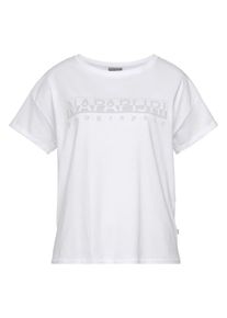 Napapijri, Damen T-Shirt, Hellgrau / Wei&szlig;