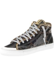 P448, Damen Sneakers, Dunkelbraun / Goldgelb / Schwarz / Silber