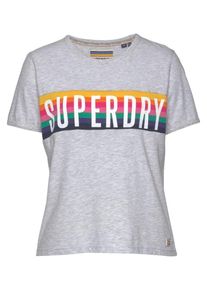 Superdry, Damen T-Shirt 'Rainbow Graphic', Graumeliert / Mischfarben