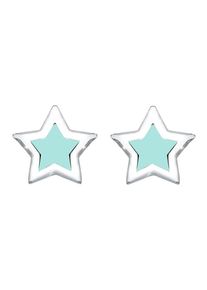 Elli, Damen Ohrringe 'Sterne', Hellblau / Silber