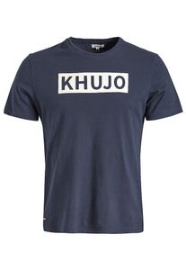 Khujo, Herren T-Shirt 'Charo', Nachtblau / Weiß