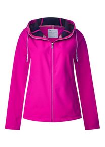 Street One, Damen Jacke, Nachtblau / Altrosa / Neonpink