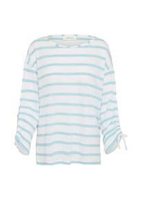 Cartoon, Damen Shirt mit gerafften Ärmeln, Türkis / Weiß
