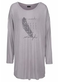 Lascana, Damen Nachthemd mit Fledermaus&auml;rmeln, Hellgrau / Dunkelgrau