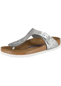 Birkenstock, Damen Pantoletten 'Gizeh SFB Komfort', Braun / Silber
