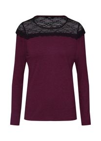 Only, Damen Shirt 'onlMOSTER L/S LACE TOP JRS', Weinrot
